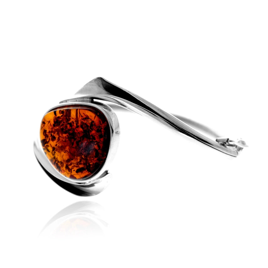 One-of-a-Kind Cognac Baltic Amber Sterling Silver Bangle