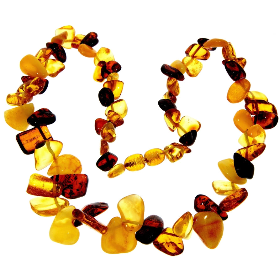 Mixed Baltic Amber Graduated Chip Statement Necklace