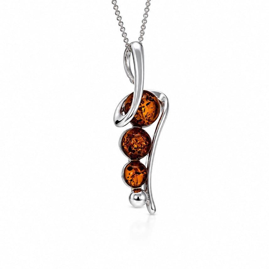 Cognac Baltic Amber & Sterling Silver Cascade Pendant