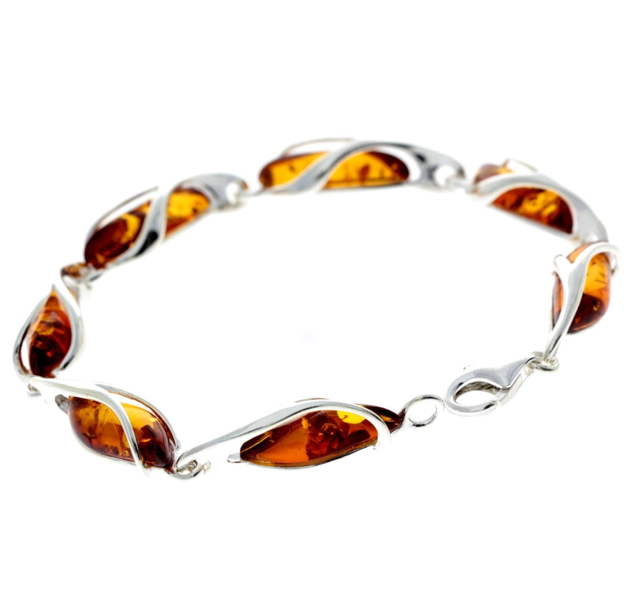 Baltic Amber & Sterling Silver Modern Link Bracelet