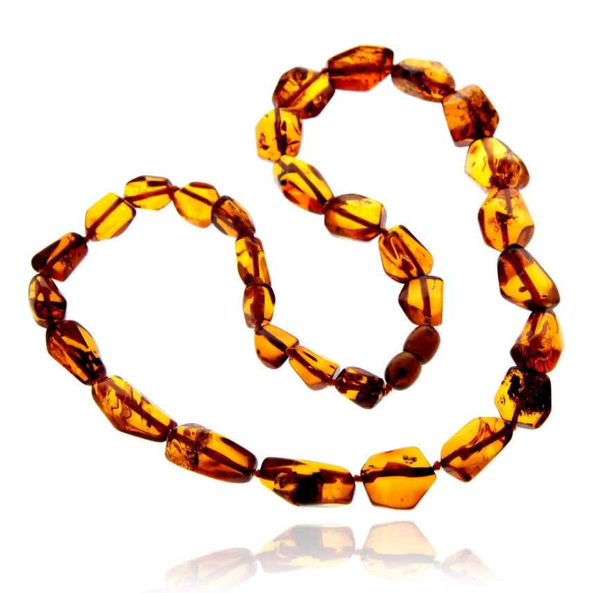 Mixed Baltic Amber Graduated Faceted Bead Necklace