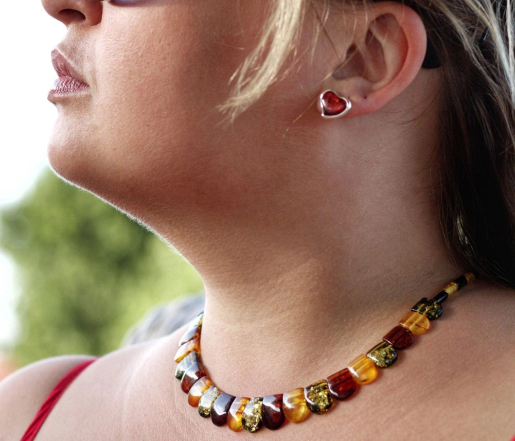 Mixed Baltic Amber Egyptian Bib Statement Necklace