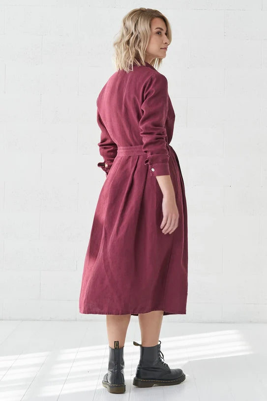 The Mona Belted Linen Dress