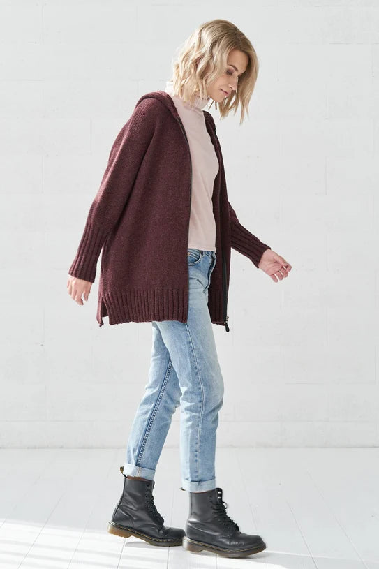 The Alice Merino Wool Hooded Cardigan – Cherry