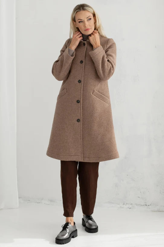 The Ellen Long Wool Coat – Taupe Brown