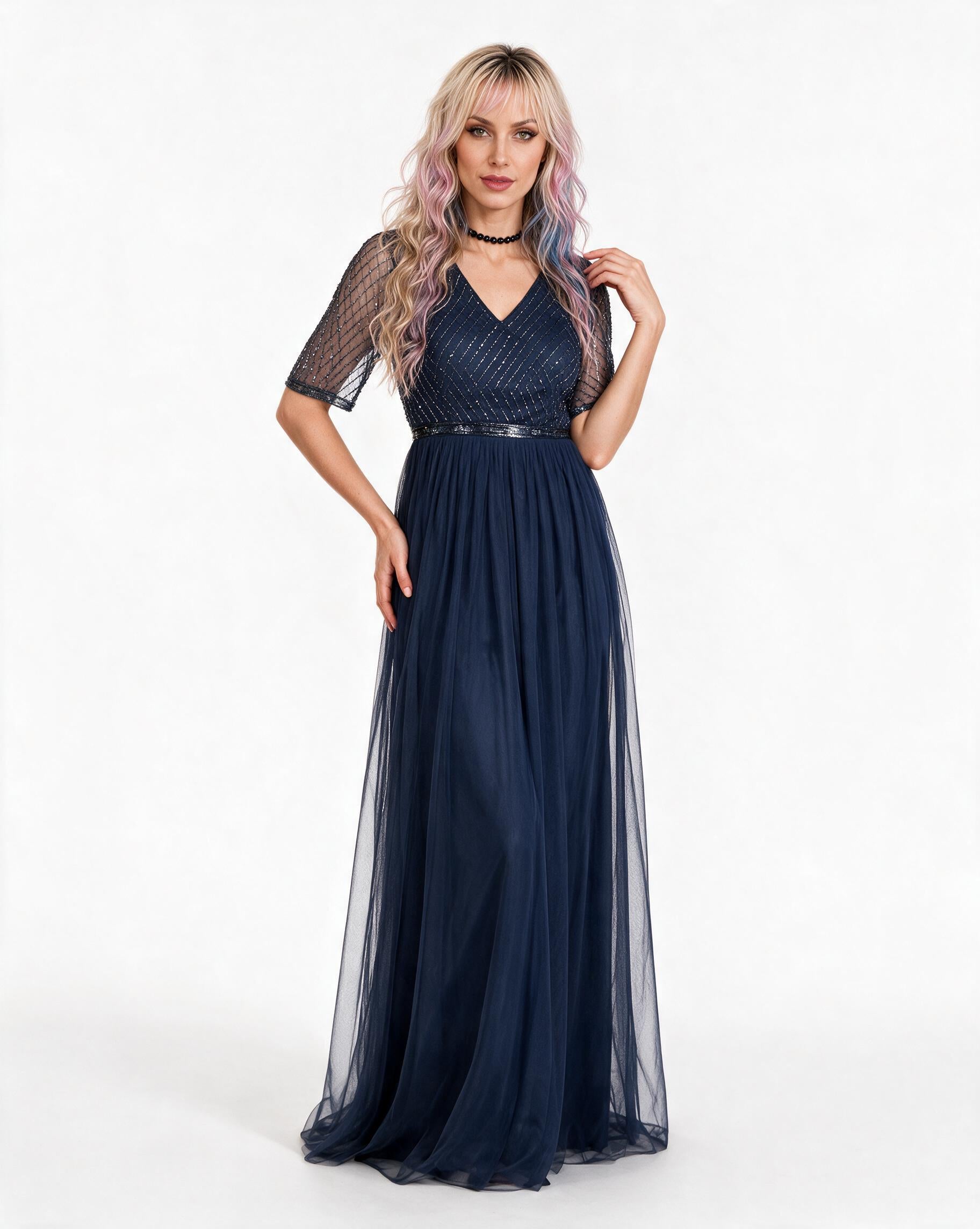 The Erandi Embellished Tulle Maxi Dress – Bougainvillea