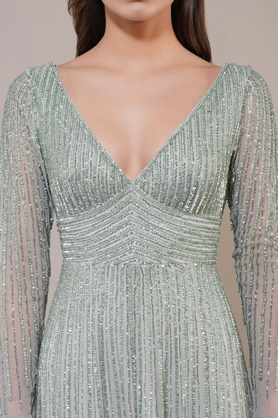 Laura Embellished Maxi Dress – Sage Green