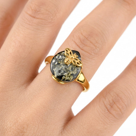 Genuine Baltic Amber & 925 Sterling Silver Ring