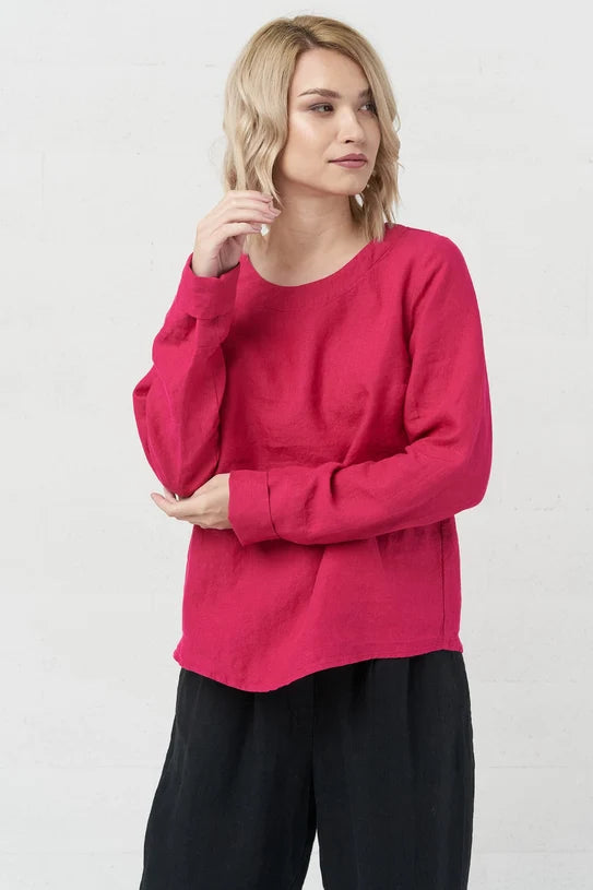 The Karen Long Sleeve Linen Top