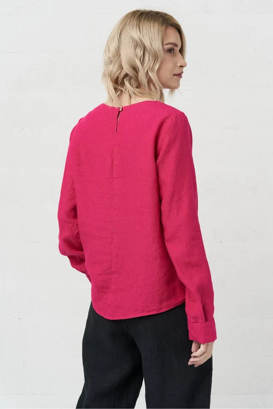 The Karen Long Sleeve Linen Top