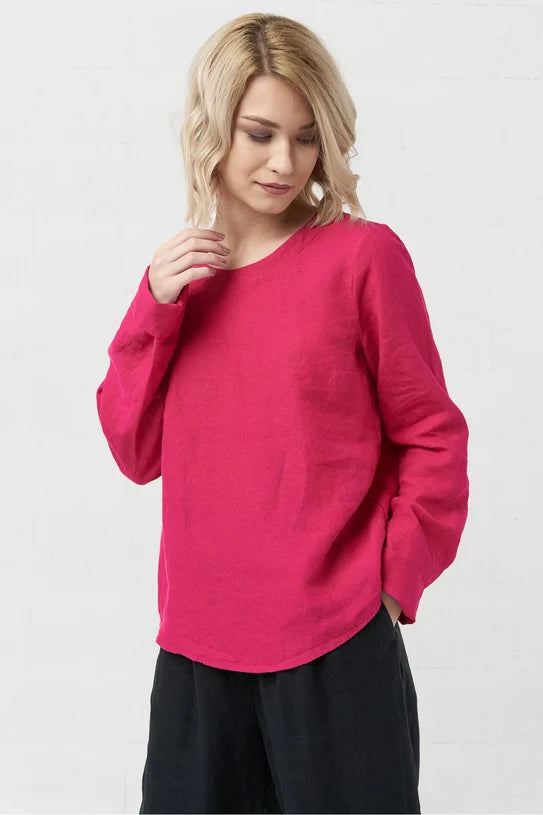 The Karen Long Sleeve Linen Top