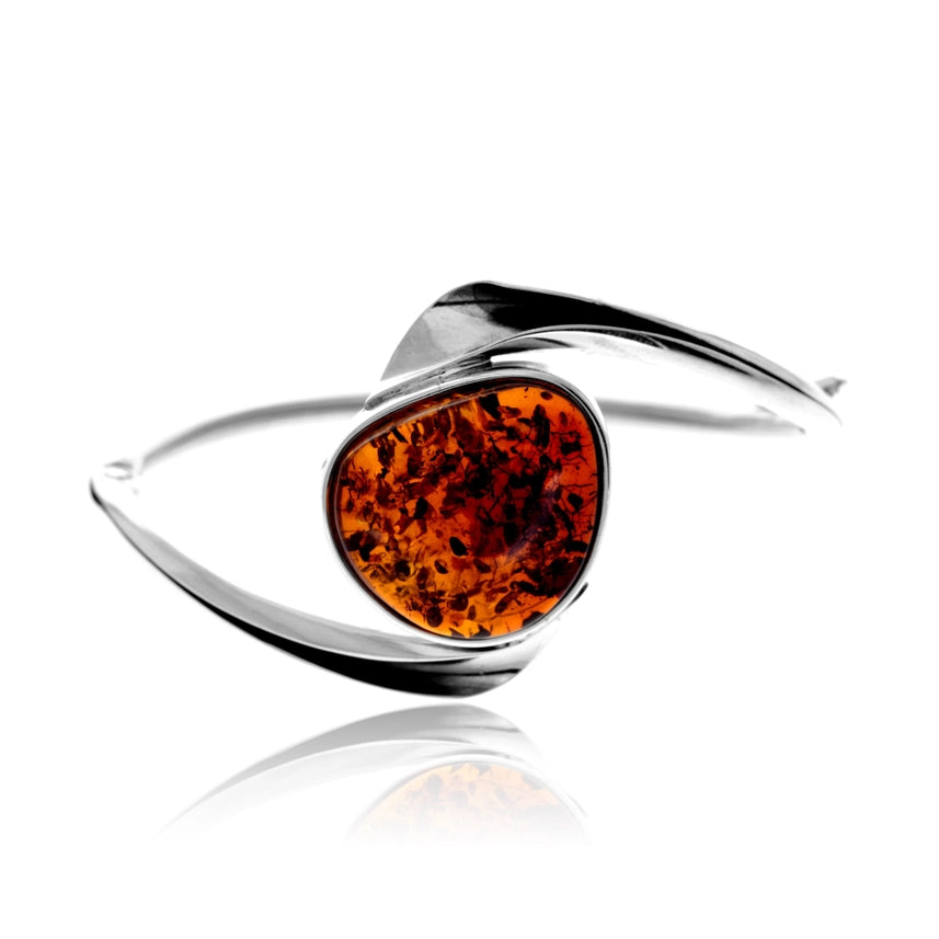 One-of-a-Kind Cognac Baltic Amber Sterling Silver Bangle