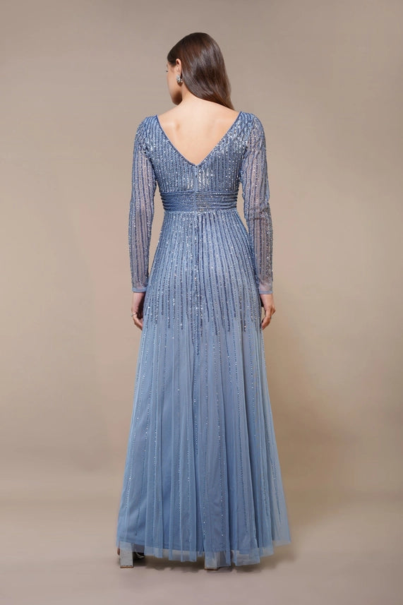 Laura Embellished Maxi Dress – Powder Blue
