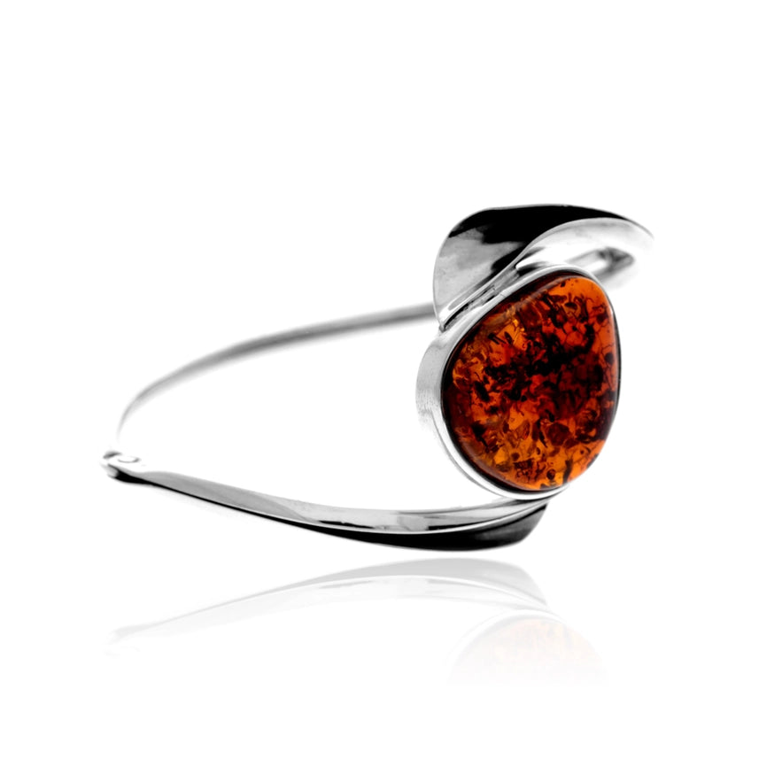 One-of-a-Kind Cognac Baltic Amber Sterling Silver Bangle
