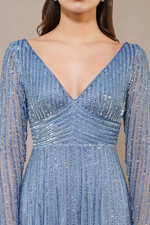 Laura Embellished Maxi Dress – Powder Blue