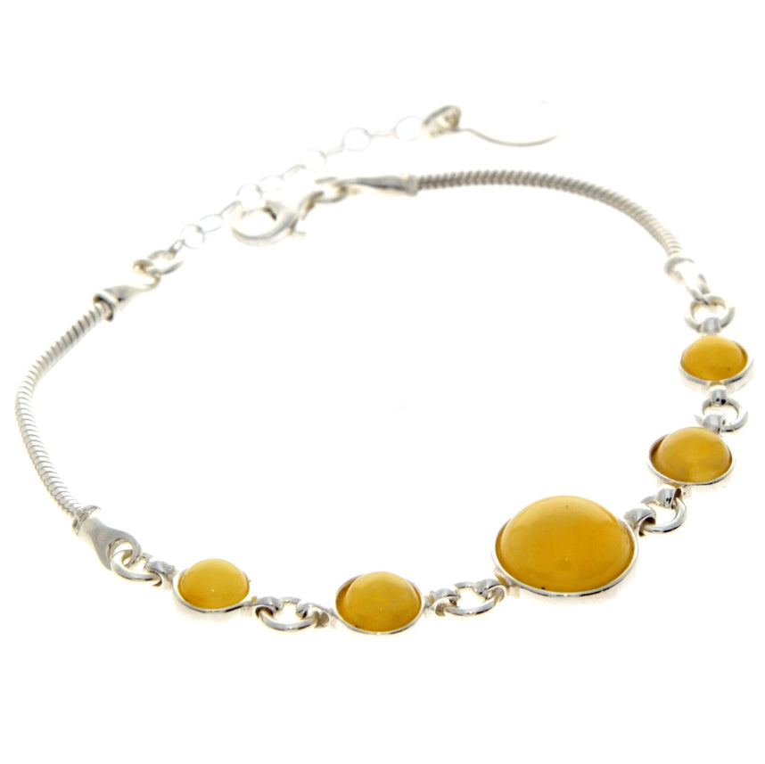 Lemon Baltic Amber & Sterling Silver Five-Stone Bracelet