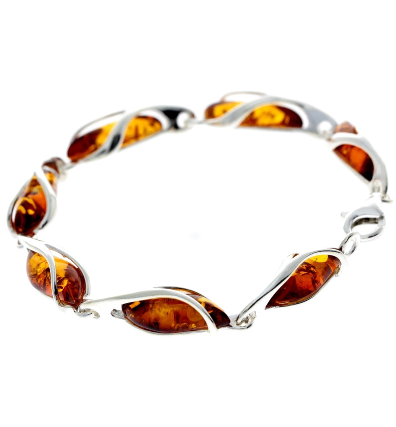 Baltic Amber & Sterling Silver Modern Link Bracelet