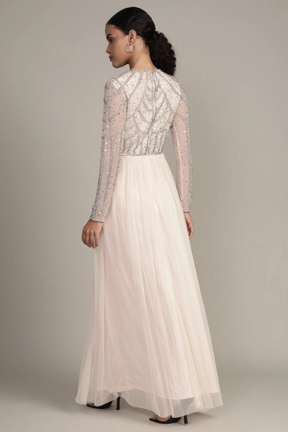 Ellie Embellished Tulle Maxi Dress – Powder Pink