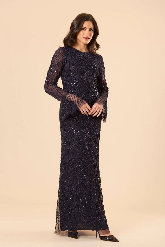 Cosima Embellished Maxi Dress – Navy