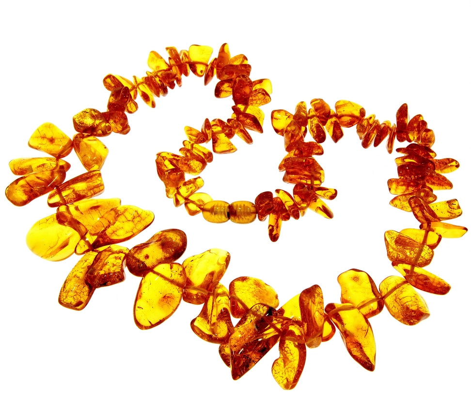 Mixed Baltic Amber Graduated Chip Statement Necklace