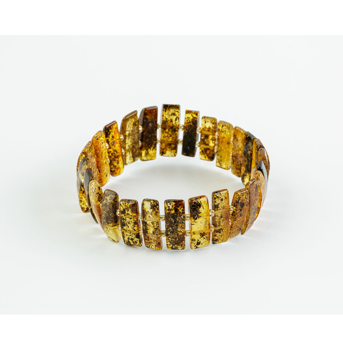 Natural Baltic Amber Polished Bracelet – Green