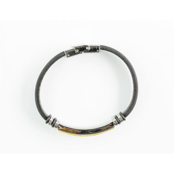 Men’s Natural Baltic Amber Mosaic Leather Bracelet – Cherry Red