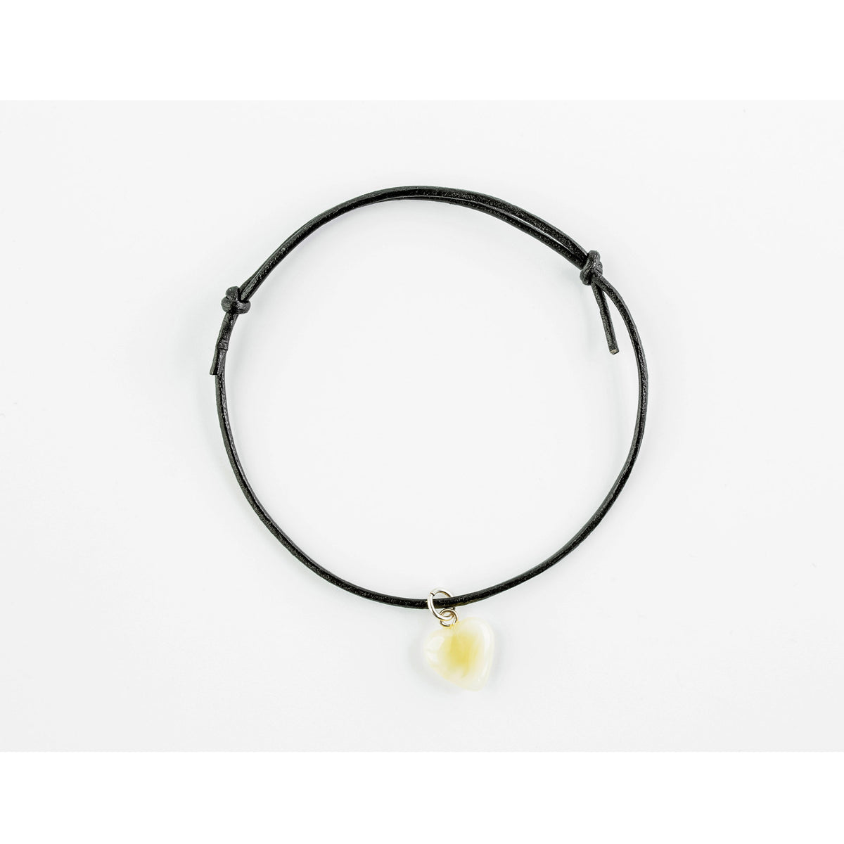 Natural Baltic Amber Heart Leather Bracelet – Milky Amber