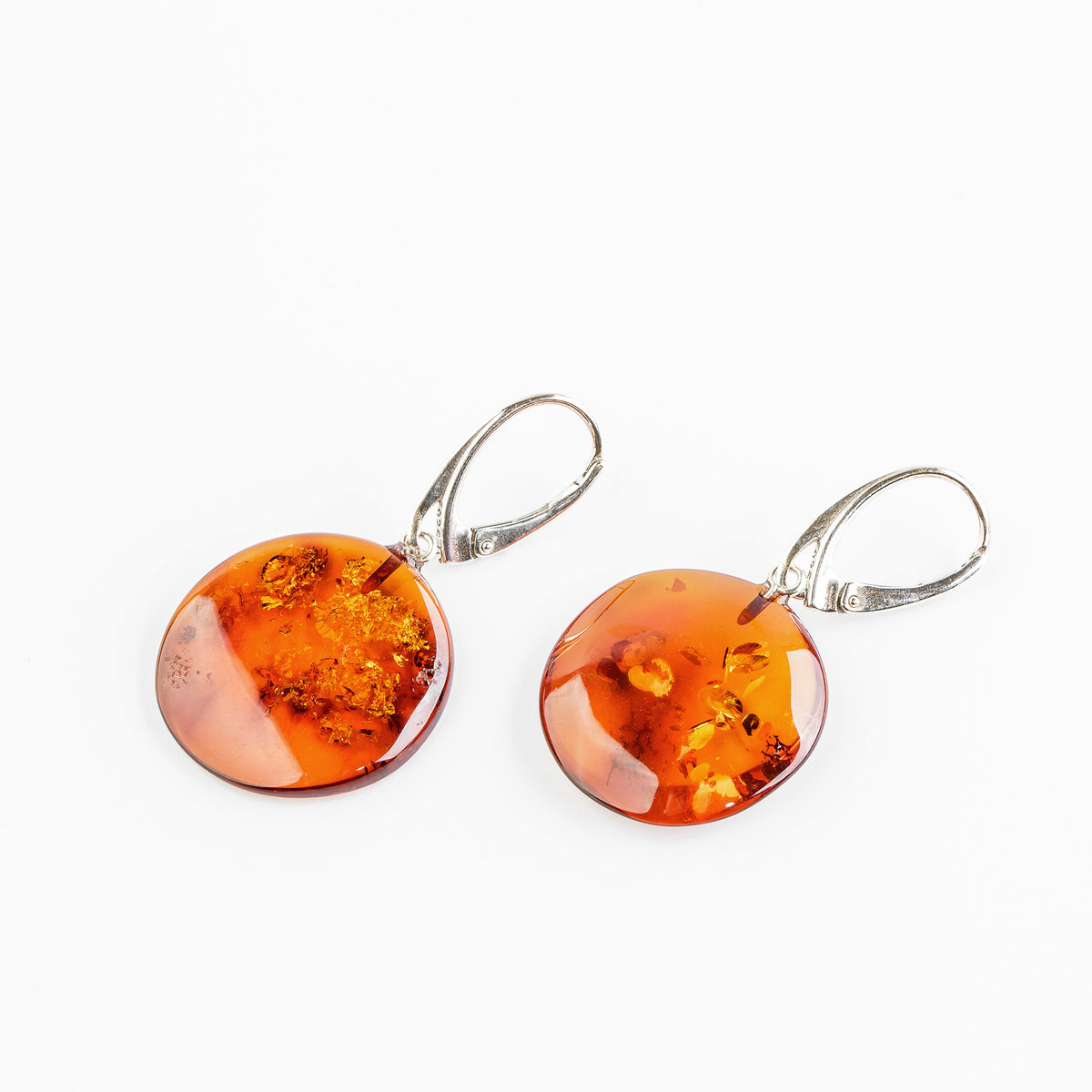Natural Baltic Amber Polished Earrings – Cognac