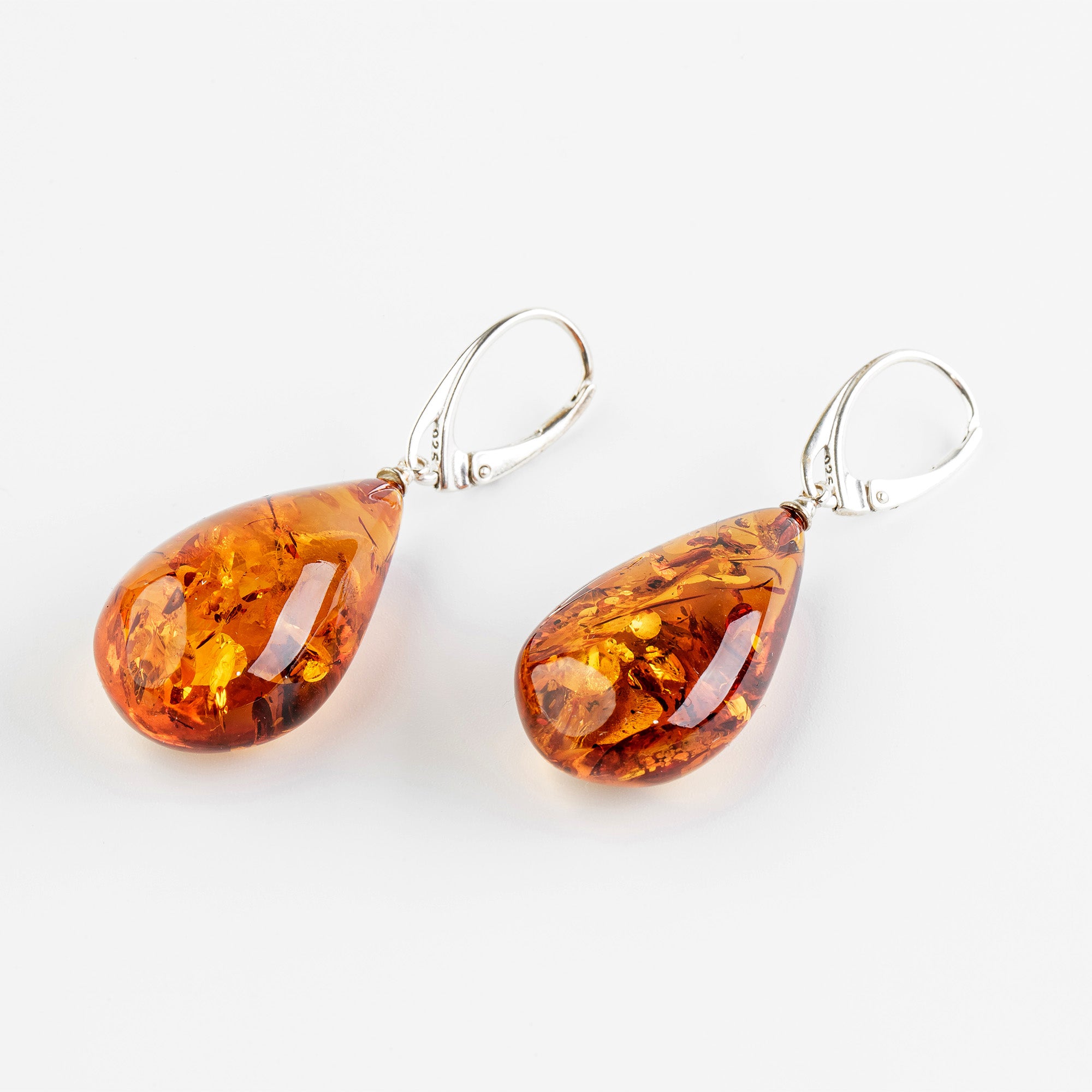 Natural Baltic Amber Dangle Drop Earrings – Cognac