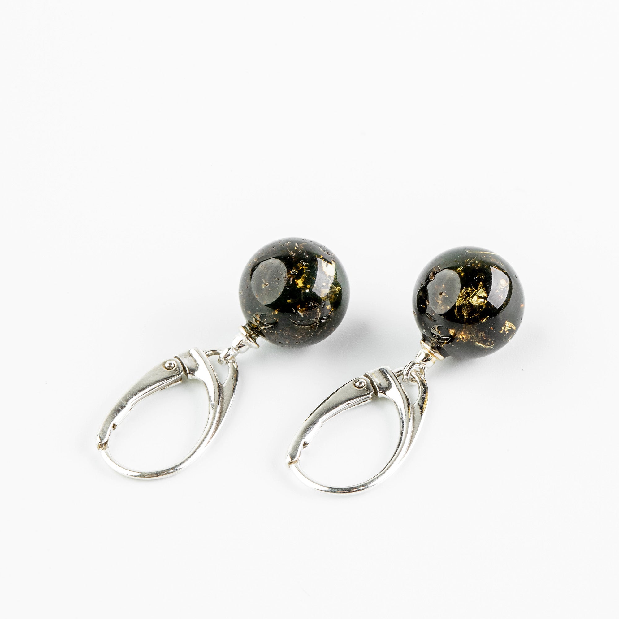 Natural Baltic Amber Round Drop Earrings