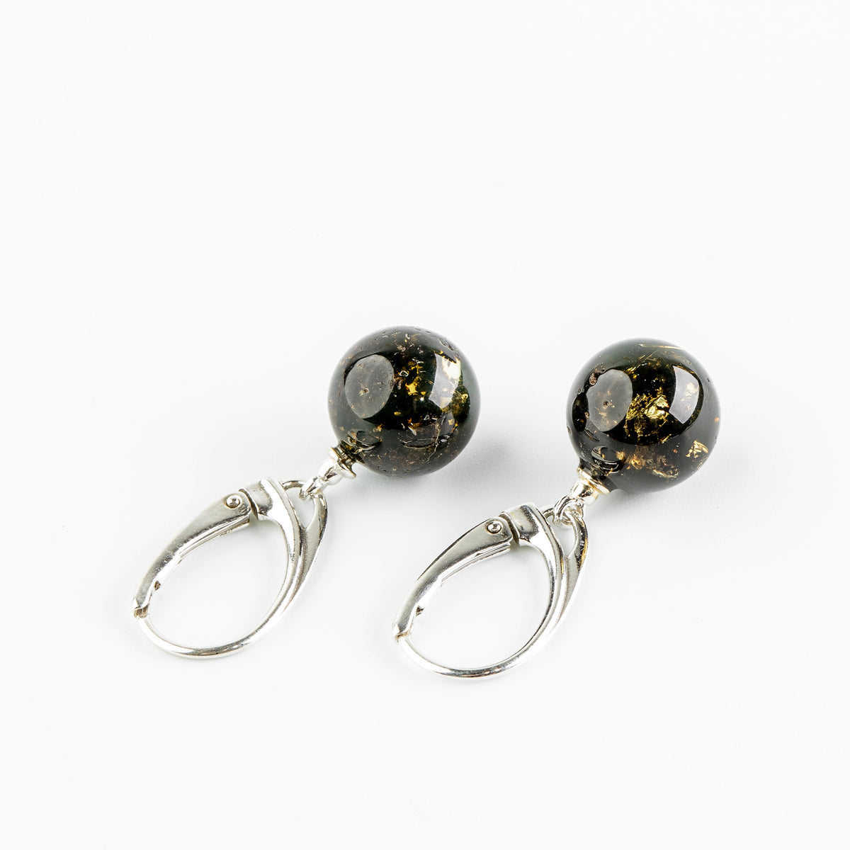 Natural Baltic Amber Round Drop Earrings