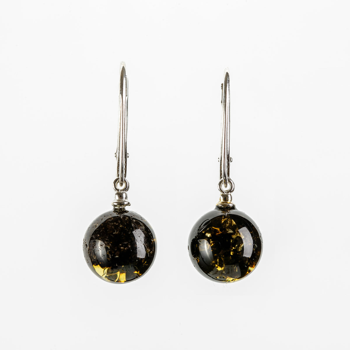 Natural Baltic Amber Round Drop Earrings