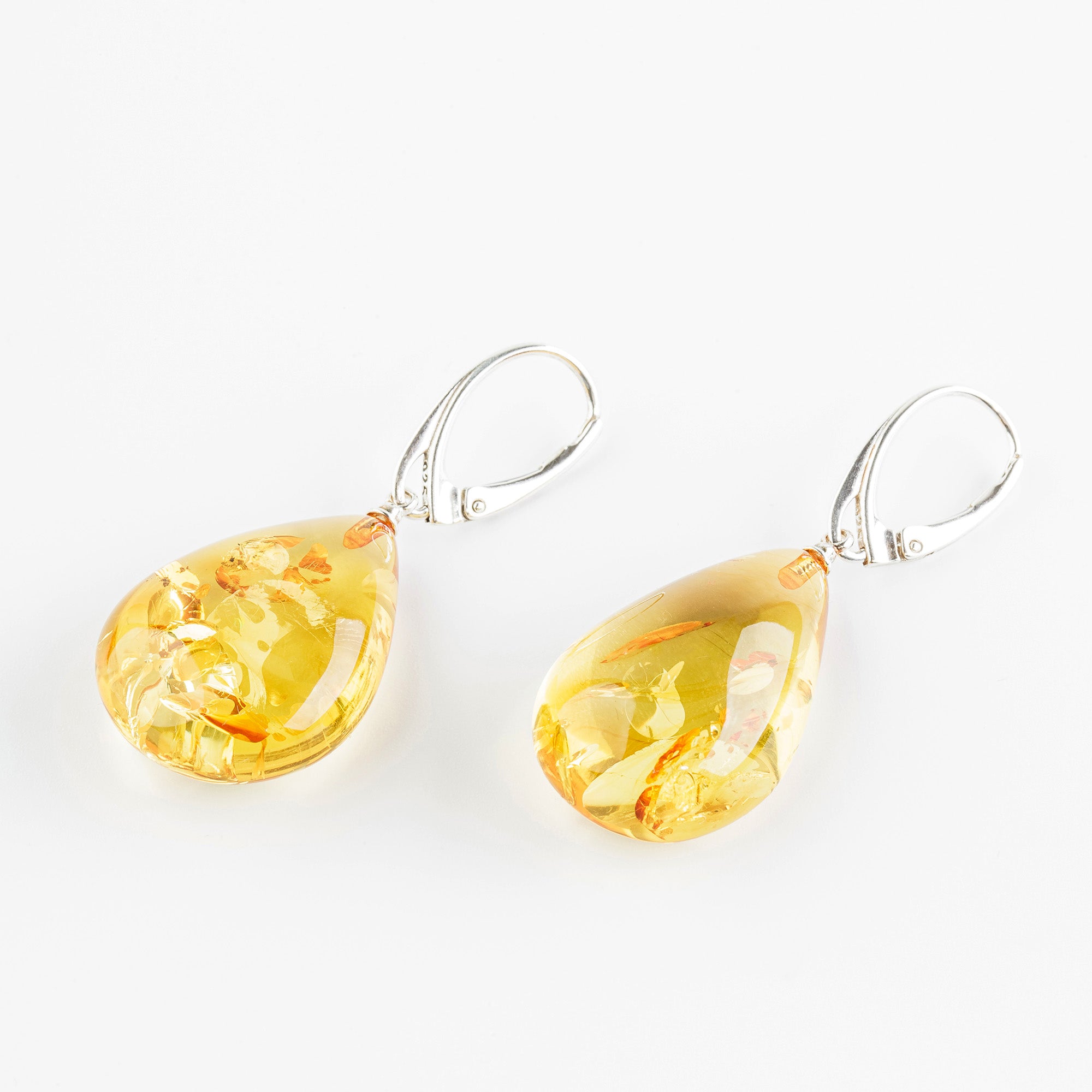 Natural Baltic Amber Honey Drop Earrings
