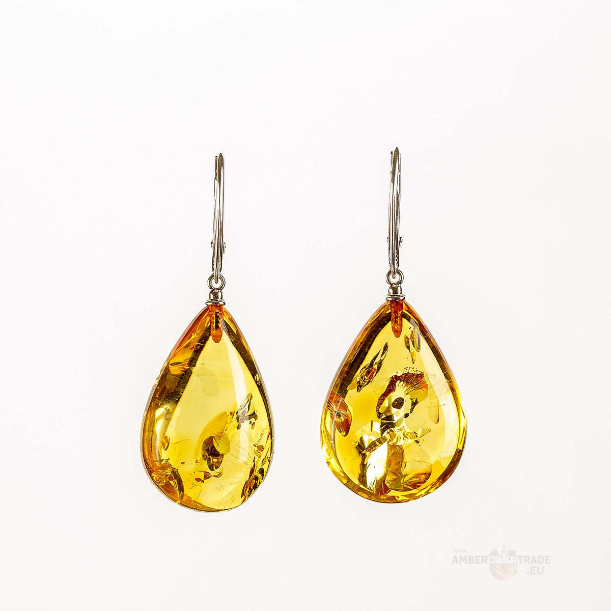 Natural Baltic Amber Honey Drop Earrings