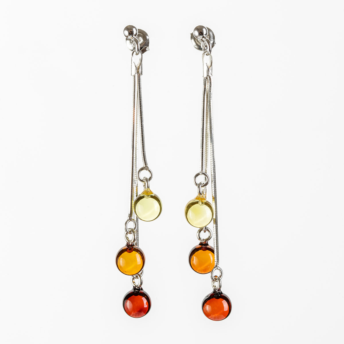 Natural Baltic Amber Round Earrings – Mixed Amber