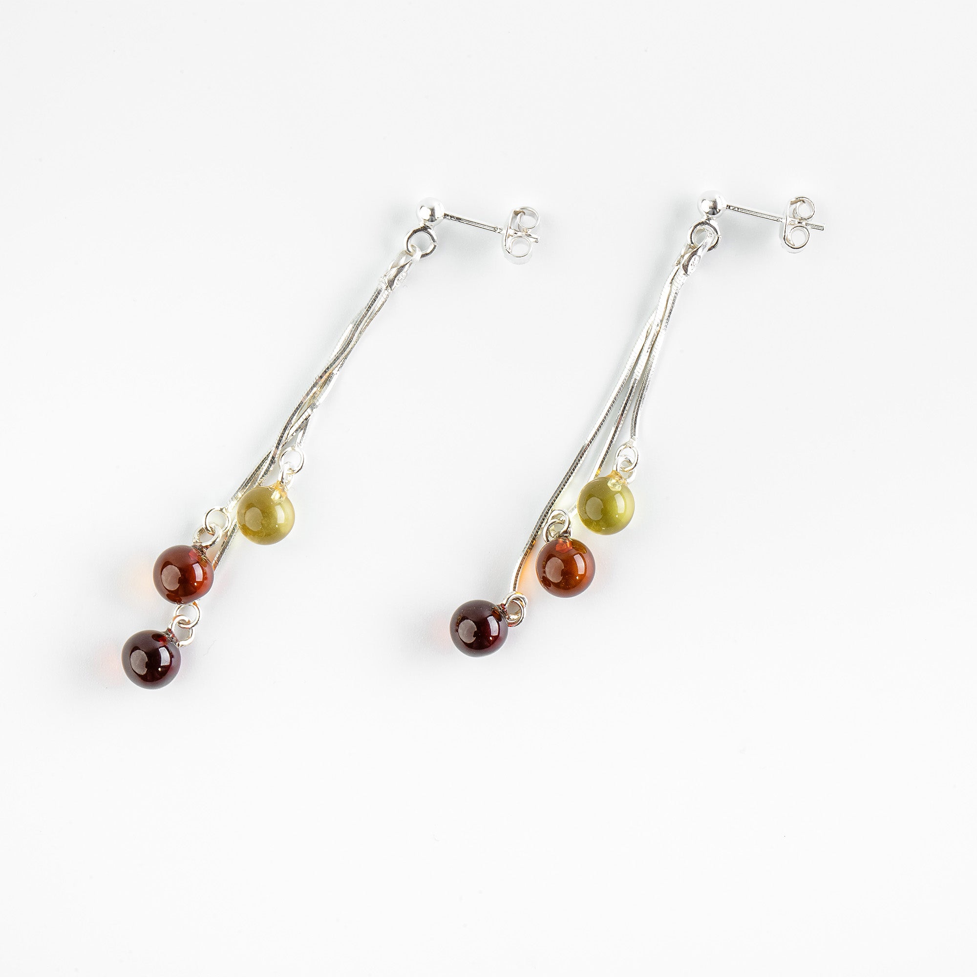 Natural Baltic Amber Round Earrings – Mixed Amber