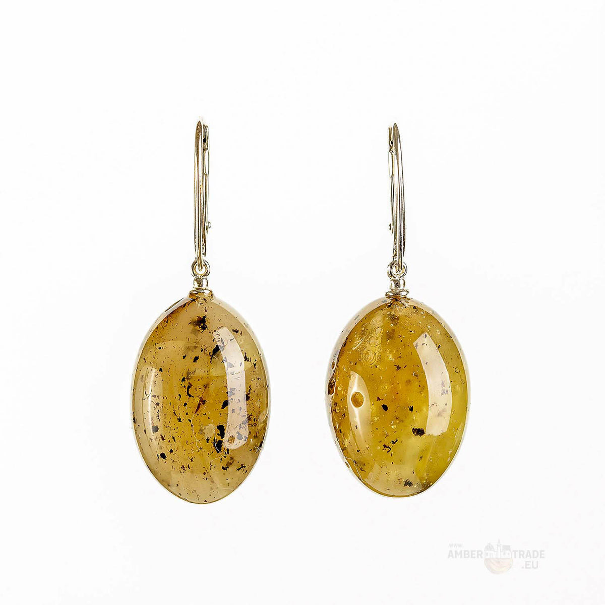 Natural Baltic Amber Olive Drop Earrings – Olive Green
