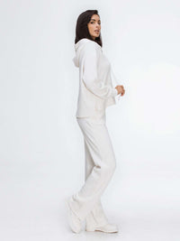 Ivory casual wide-leg co-ord outfit