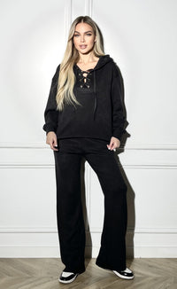 Black relaxed knit co-ord outfit for women