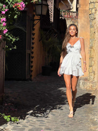 Satin Ruffle Wrap Mini Dress