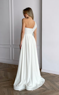 Ivory one-shoulder bridal gown