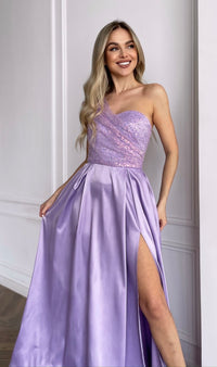 One-shoulder gown with sequin mesh draping
