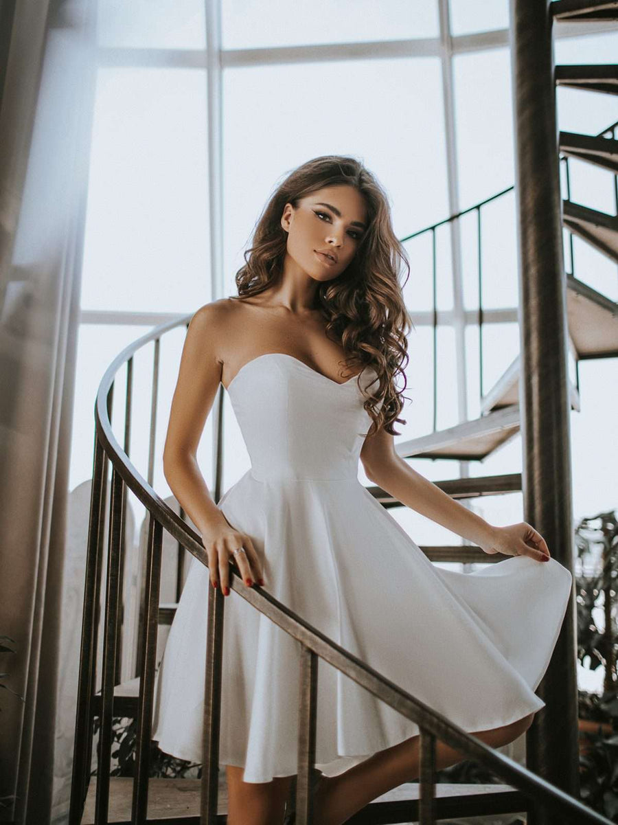 Off-Shoulder Bridal Corset Mini Dress