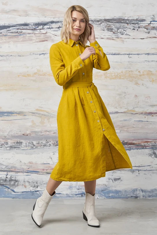 The Mona Belted Linen Dress