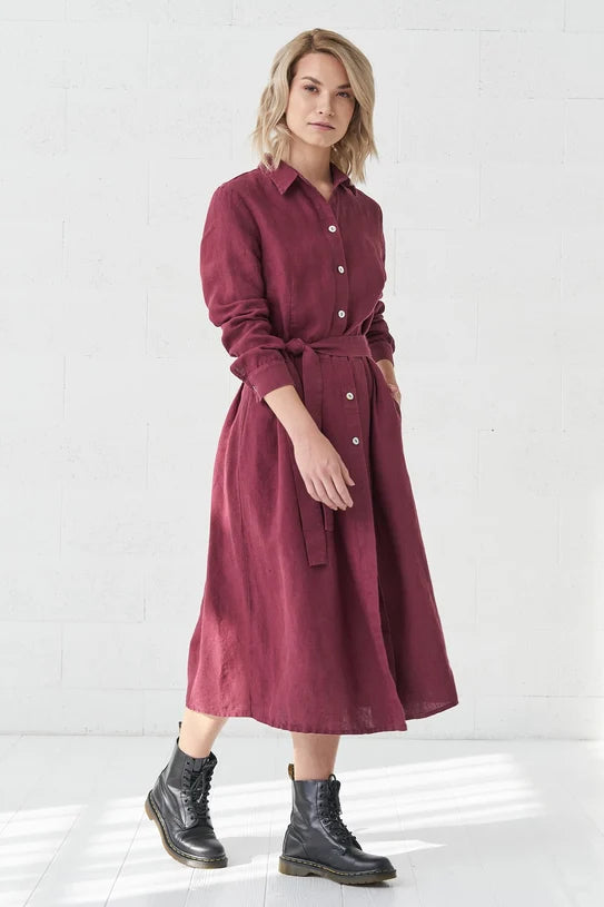 The Mona Belted Linen Dress