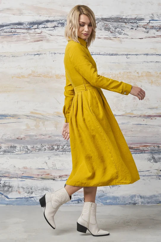 The Mona Belted Linen Dress