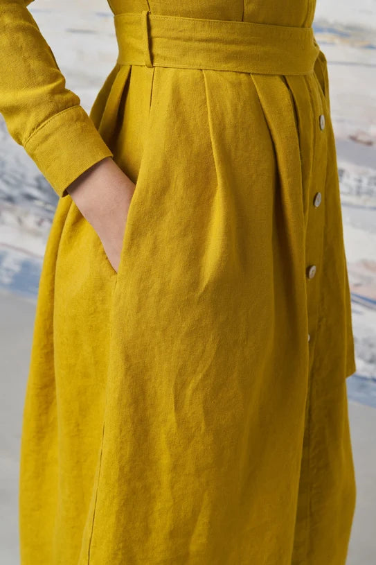 The Mona Belted Linen Dress