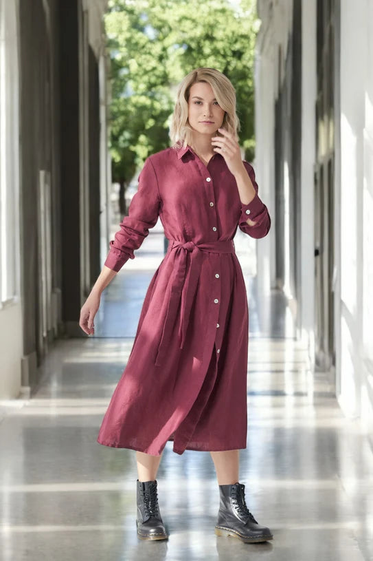 The Mona Belted Linen Dress