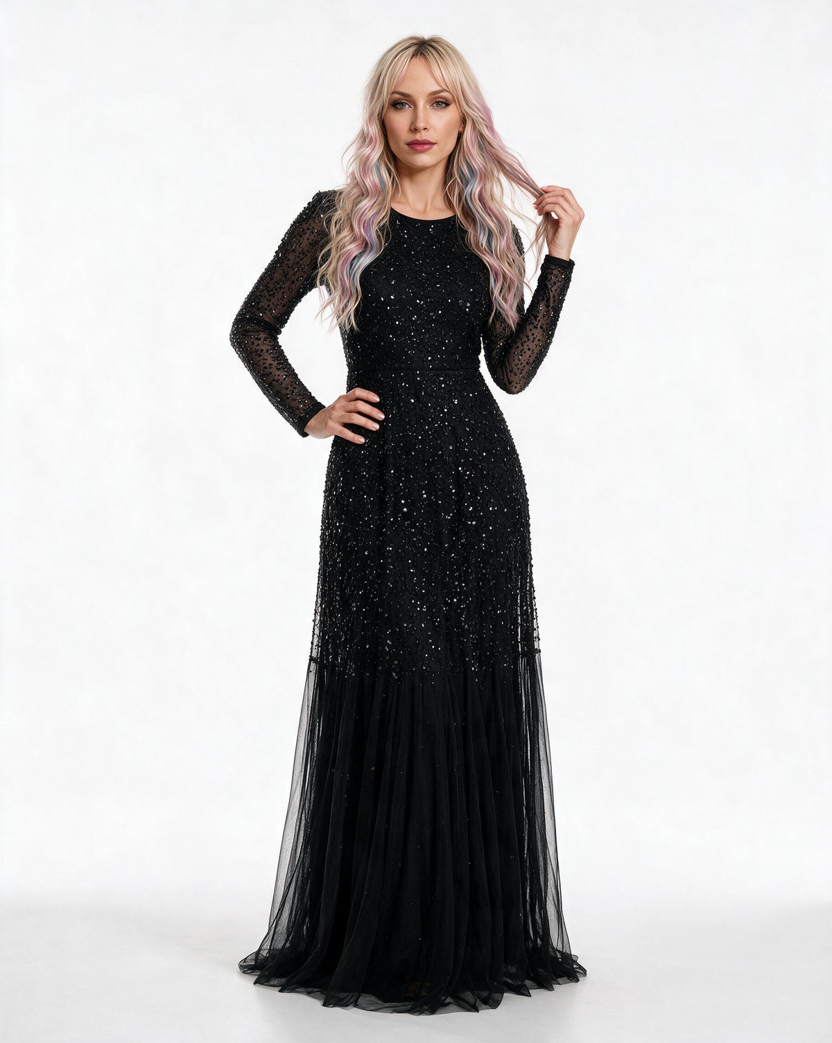 Sila Embellished Maxi Dress – Black