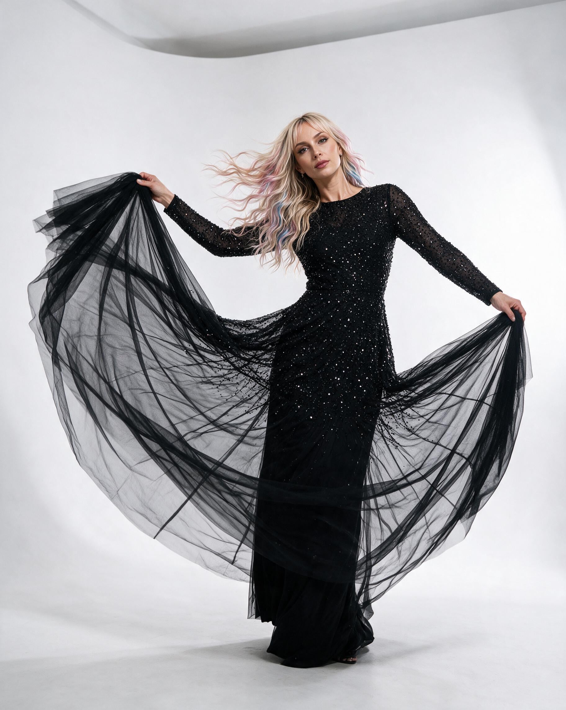 Sila Embellished Maxi Dress – Black
